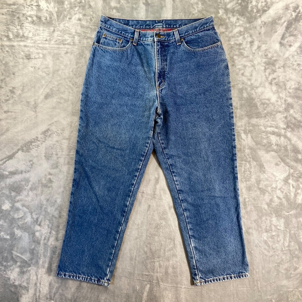 Vintage L.L. Bean Double L Relaxed Fit Flannel Lined Jeans Womens 16P Blue Denim